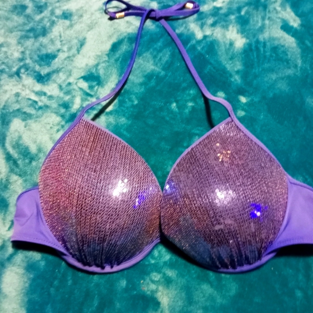 VS Pink sequin Bikini push up top NWOT